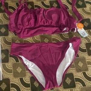 🌸 Mycharmo UPF 50+ Two-Piece Bikini Set – Size L – Magenta – NWT